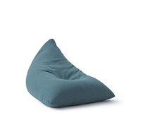 Lumaland Puff Pera Triangular XXL 370l con Relleno Incluido - Sillón Relax de Lino para Interiores - Sofá Puff Gigante Cómodo Ideal para Salón y Habitación - 150 x 100 x 100 cm/Azul Marino