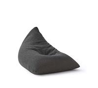 Lumaland Puff Pera Triangular XXL 370l con Relleno Incluido - Sillón Relax de Lino para Interiores - Sofá Puff Gigante Cómodo Ideal para Salón y Habitación - 150 x 100 x 100 cm/Gris Acero