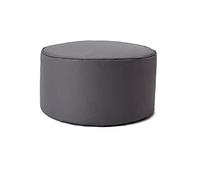 Lumaland Puff Reposapiés Impermeable Comfort Line - Taburete Otomano Redondo para Interior y Exterior - Resistente, Versátil y Moderno - 45 x 25 x 25 cm/Antracita