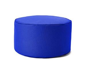 Lumaland Puff Reposapiés Impermeable Comfort Line - Taburete Otomano Redondo para Interior y Exterior - Resistente, Versátil y Moderno - 45 x 25 x 25 cm/Azul Real