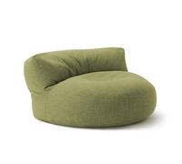 Lumaland Sofá Puff Redondo Grande 320l con Respaldo & Relleno Incluido - Sillón Relax de Lino para Interior - Mueble Ideal para Salón y Habitación - 90 x 50 cm/Verde Lima