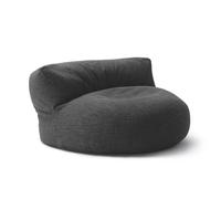Lumaland Interior Line: Sillón-puf para interiores - Sofá puf redondo - 320 litros de relleno, 90 x 50 cm - Gris oscuro. Sillón de relax con respaldo