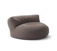 Lumaland Sofá Puff Redondo Grande 320l con Respaldo & Relleno Incluido - Sillón Relax de Lino para Interior - Mueble Ideal para Salón y Habitación - 90 x 50 cm/Marrón