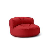 Lumaland Sofá Puff Redondo Grande 320l con Respaldo & Relleno Incluido - Sillón Relax Impermeable para Exterior - Mueble Ideal para Salón, Jardin y Terraza - 90 x 50 cm/Rojo