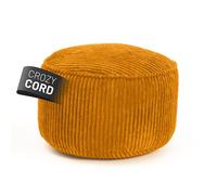 Lumaland Puf de Pana Compacto 3 en 1 | Taburete Cómodo, Mesa Práctica y Reposapiés Elegante | 50 L, Ø 25 x 45 cm | Para Interiores [Amarillo Mostaza]