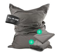 Lumaland XXL Saco Exterior + Funda Cord Beanbag con Relleno 380L EPS Cuentas