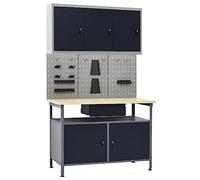 Lumanois Banco de Trabajo con Tres Paneles de Pared y un Armario,Organización y Almacenamiento de Herramientas,Mesas de Trabajo,62.4kg-3053437
