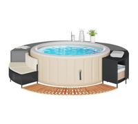 Lumanois Borde bañera hidromasaje Madera Acacia y ratán sintético Negro,Casa y jardín,Accesorios para Piscinas y SPA,21.2kg-365614