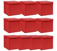 Lumanois Cajas de almacenaje con Tapas 10 uds Tela Rojo 32x32x32 cm,Organización y Almacenamiento,Cestas para almacenaje,7.25kg-288364