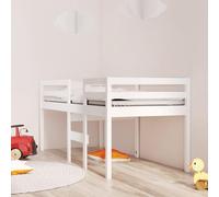 Lumanois Cama Alta Blanca Madera Maciza Pino 80x200 cm,Mobiliario,Camas y somieres,23kg-821610