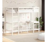 Lumanois Cama Alta con Escritorio Madera Maciza Pino Blanca 90x190 cm,Mobiliario,Camas y somieres,39.56kg-842859