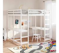 Lumanois Cama Alta con Escritorio y Escalera Madera Blanca 140x200 cm,Mobiliario,Camas y somieres,63.8kg-3284237