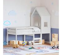 Lumanois Cama Alta con Techo Blanca Madera Maciza Pino Blanca 90x200 cm,Mobiliario,Camas y somieres,36.6kg-3282014