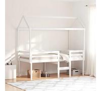 Lumanois Cama Alta con Techo Madera Maciza de Pino Blanca 90x190 cm,Mobiliario,Camas y somieres,35.8kg-3282139