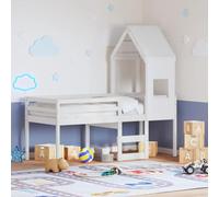 Lumanois Cama Alta con Techo Madera Maciza de Pino Blanca 90x190 cm,Mobiliario,Camas y somieres,36.1kg-3282017