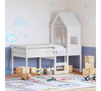 Lumanois Cama Alta con Techo Madera Maciza Pino Blanca 75x190 cm,Mobiliario,Camas y somieres,35.35kg-3282020