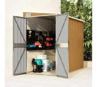 Lumanois Cobertizo jardín Pared Acero galvanizado marrón 118x194x178 cm, Casa y jardín Jardín Artículos de Exterior Estructuras de Exteriores Cobertizos, Marrón, 31.54kg