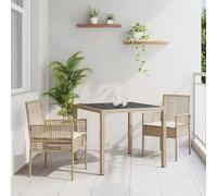 Lumanois Conjunto de Comedor de Jardín 3 pcs Beige ratán sintético,Mobiliario,Conjuntos de jardín,26.88kg-3334887