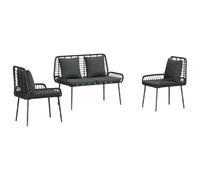 Lumanois Conjunto de Comedor de Jardín 3 pcs Negro y Antracita,Mobiliario,Conjuntos de jardín,26.5kg-42010358
