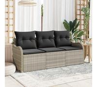 Lumanois Conjunto de sofá de jardín con cojín 3 pcs Gris Claro Poliratán,Mobiliario,Muebles de jardín,26.8kg-3354231