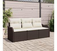 Lumanois Conjunto de sofá de jardín con cojín 3 pcs Marrón Poliratán,Mobiliario,Muebles de jardín,26kg-3354227