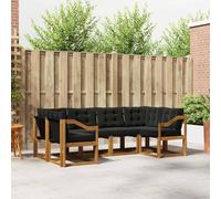 Lumanois Conjunto de sofás de Exterior con cojín 6 pcs Natural y Negro,Mobiliario,Conjuntos de Muebles,53.26kg-3369011