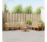 Lumanois Conjunto de sofás de Exterior con cojín 8 pcs Natural y Beige,Mobiliario,Conjuntos de Muebles,92.26kg-3366101