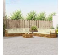 Lumanois Conjunto de sofás de Exterior con cojín 9 pcs Natural y Crema,Mobiliario,Conjuntos de Muebles,154.26kg-3373200