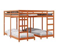 Lumanois Estructura de litera Triple Marrón Cera 200 x 200 cm,Mobiliario,Camas y somieres,72kg-3414560
