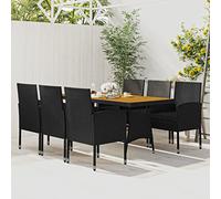 Lumanois idaXL Juego de Comedor de jardín 7 Piezas ratán sintético Negro,Mobiliario,Conjuntos de jardín,57kg-3120109