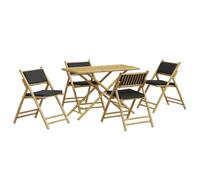 Lumanois Juego de bistró Plegable con Cojines 5 pzas bambú Gris Oscuro,Muebles de jardín,32.6kg-3208936