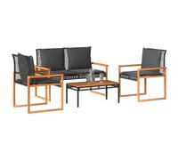 Lumanois Juego de jardín con Cojines 4 Piezas ratán sintético Negro,Mobiliario,Muebles de jardín,26.8kg-365858