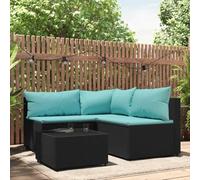 Lumanois Juego de jardín con Cojines 4 Piezas ratán sintético Negro,Mobiliario,Muebles de jardín,Asientos de Exterior,Sofás de Exterior,26.25kg-319797