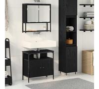 Lumanois Juego de Muebles de baño 2 pcs Negro Madera contrachapada,Mobiliario,Muebles de baño,26.55kg-3334321