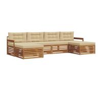 Lumanois Juegos de sofás 6 pcs Natural y Beige Madera de Acacia Sólida,Conjuntos de Muebles,100.34kg-3373888