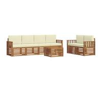Lumanois Juegos de sofás 7 pcs Natural y Crema Madera de Acacia Sólida,Conjuntos de Muebles,101.26kg-3374400