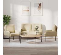 Lumanois Juegos de sofás con cojín 3 pcs Crema 115 x 56 x 80 cm,Mobiliario,Sofás,32.6kg-3406214