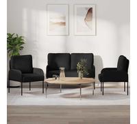 Lumanois Juegos de sofás con cojín 3 pcs Negro 115 x 56 x 80 cm,Mobiliario,Sofás,32.6kg-3406210
