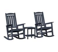 Lumanois Mecedora 3 pcs Azul Marino Polietileno,Muebles de jardín,Asientos de Exterior,Sillas de jardín,47.88kg-3335815