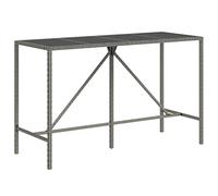 Lumanois Mesa Alta Bar con Superficie Vidrio ratán PE Gris 180x70x110 cm, Mobiliario Muebles de jardín Mesas de jardín, Gris, 23.5kg