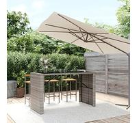 Lumanois Mesa Alta Bar con Superficie Vidrio ratán PE Gris 185x80x110 cm,Mobiliario,Mesas de jardín,29.4kg-362601