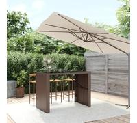Lumanois Mesa Alta Bar Superficie Vidrio ratán PE marrón 145x80x110 cm,Mobiliario,Mesas de jardín,25kg-362596