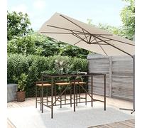 Lumanois Mesa Alta Bar Superficie Vidrio ratán PE marrón 180x70x110 cm,Mobiliario,Mesas de jardín,23.4kg-362590
