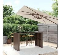 Lumanois Mesa Alta Bar Superficie Vidrio ratán PE marrón 185x80x110 cm,Mobiliario,Mesas de jardín,29.4kg-362599