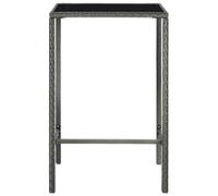 Lumanois Mesa Alta de jardín ratán sintético y Vidrio Gris 70x70x110 cm, Mobiliario Muebles de jardín Mesas de jardín, Gris, 13.4kg