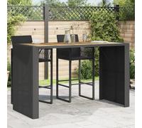 Lumanois Mesa Alta jardín Superficie Madera ratán PE Negro 185x80x110 cm,Mobiliario,Mesas de jardín,26.8kg-368700