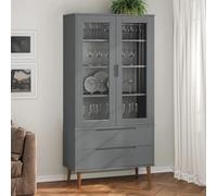 Lumanois Mueble Vitrina Molde Madera Maciza de Pino Gris 90x35x175 cm,Mobiliario,Librerías y estanterías,43.2kg-350545
