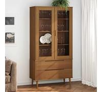 Lumanois Mueble Vitrina Molde Madera Maciza de Pino marrón 90x35x175 cm,Mobiliario,Librerías y estanterías,42kg-4013413