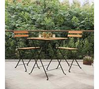 Lumanois Muebles cafetería Plegables 3 Piezas Madera Maciza Teca y Acero,Mobiliario,Conjuntos de jardín,15.5kg-319977