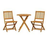 Lumanois Muebles cafetería Plegables 3 pzas Madera Maciza Acacia, Mobiliario Muebles de jardín Conjuntos de jardín, Marrón, 20kg